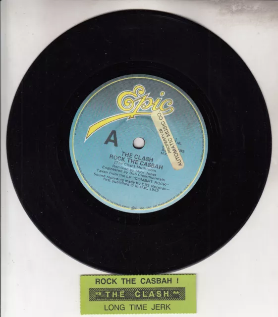 THE CLASH  Rock The Casbah 7" 45 rpm vinyl record + juke box title strip