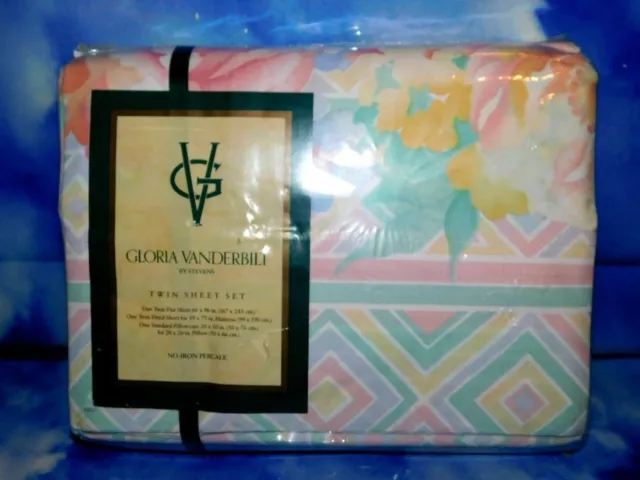 Gloria Vanderbilt Twin Sheet Set-Gloria's Collage-NOS