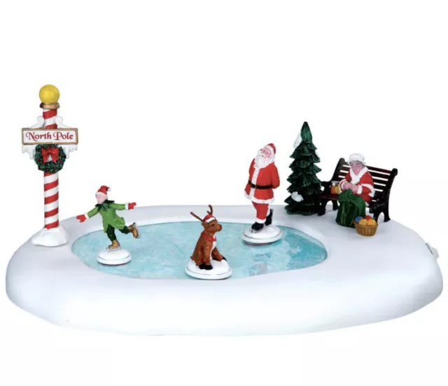 Lemax North Pole Ice Follies Animated Skating Pond -Holiday Village/Train