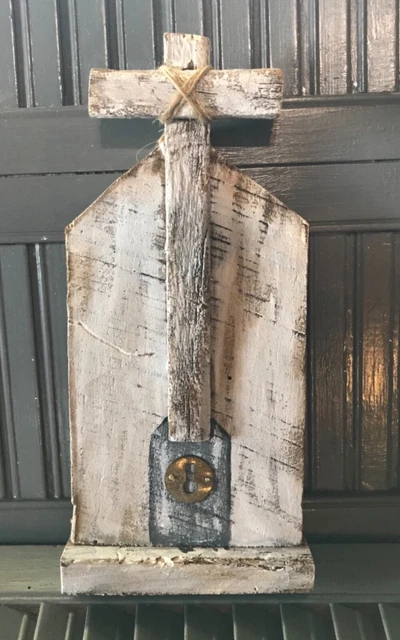 Farmhouse Style Wood Church Decor Shelf Sitter, Handmade Antique Barn Wood