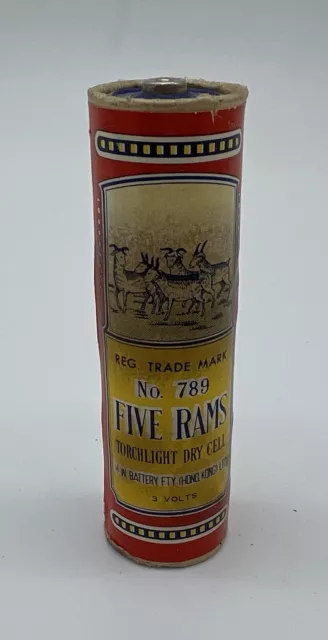 Batteria Five Rams No. 789 Torchlight Dry Cell Vintage 1960 Battery Hong Kong