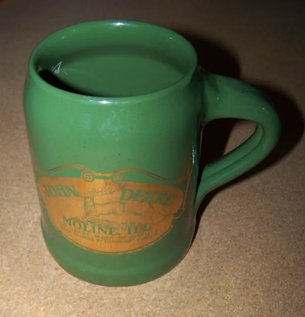 John Deere Moline, ILL green ceramic tankard mug coffee