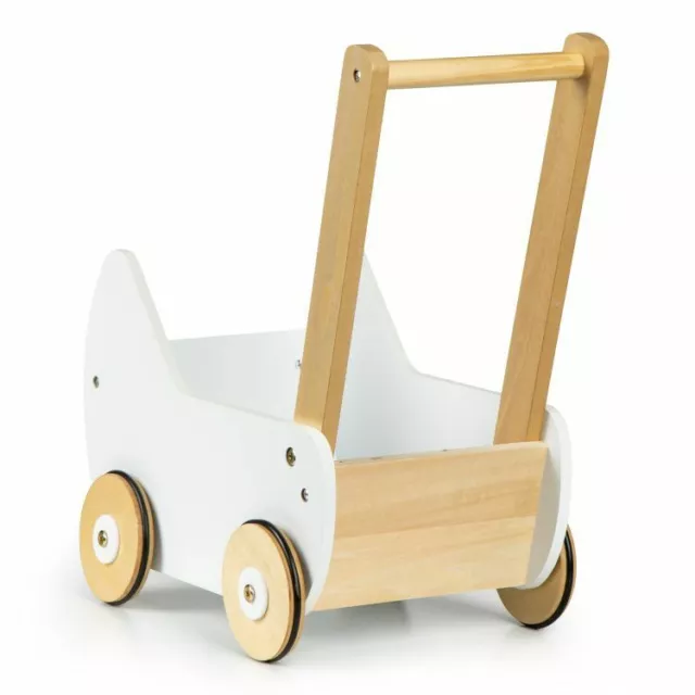 Puppenwagen Holzpuppenwagen Holzwagen Kinderwagen Weiß Puppenkarre  ET 3