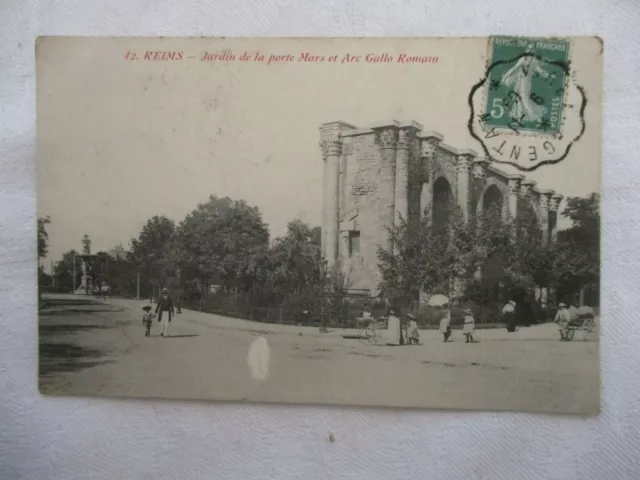 Cpa Marne 51 Reims Jardin De La Porte Mars Et Arc Gallo Romain