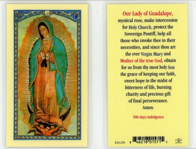 Preghiera Alle Nostre Signora Di Guadalupe - O - Laminato Santo Scheda E24-250