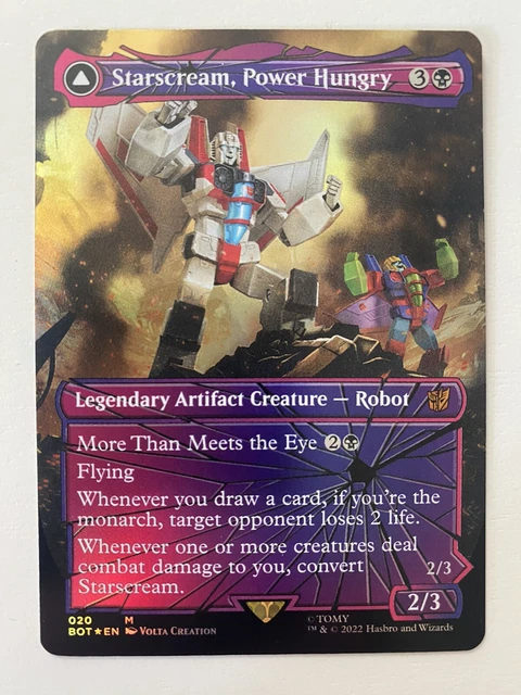 starscream mtg card Starscream, Power Hungry // Starscream, Seeker Leader [Universes Beyon this Vehicle is also a creature.) Flying Starscream, Power Hungry // Starscream,
