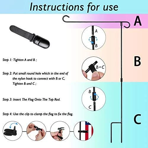 Garden Flag Stand Holder Pole Easy to Install Strong Sturdy wrought iron 1 3
