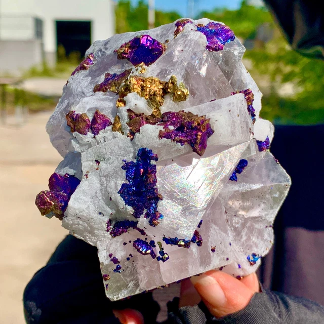 504G Natural Colorful Chalcopyrite Calci Crystal ClustRare Mineral Specimen