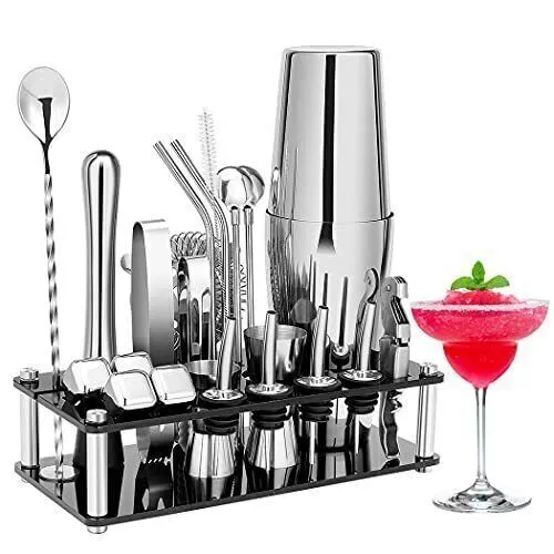 25Pcs Boston Bartender Kit Mixer Drink Mixing Home Bar Party Cocktail Shaker Set