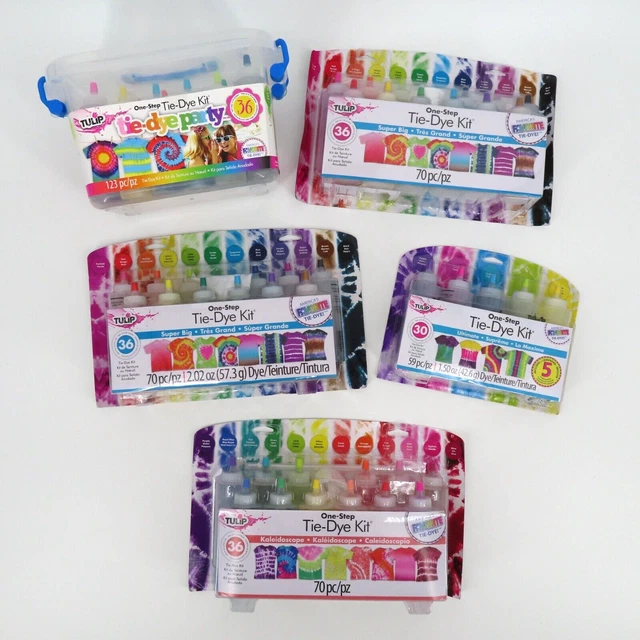 Lote de 5 Paquetes de Tulipán Tie Dye Fiesta Kits de Artesanía NUEVO 392 Piezas Arco Iris Ultimate