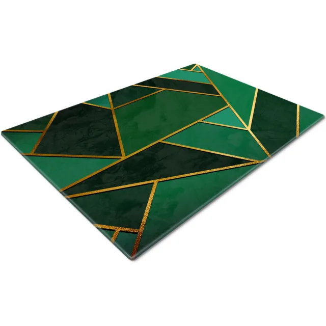 Glass Chopping Cutting Cutting Board Work Top Saver Large Green Gold Geometric