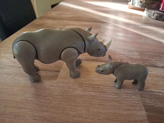 Figurine Playmobil Rhinocéros Gris - Animal Safari Zoo - Occasion