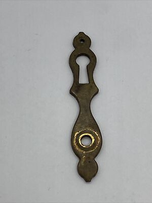 ANTIQUE VINTAGE BRASS 2-5/8”x0.5” KEY HOLE COVER Missing Swing Part