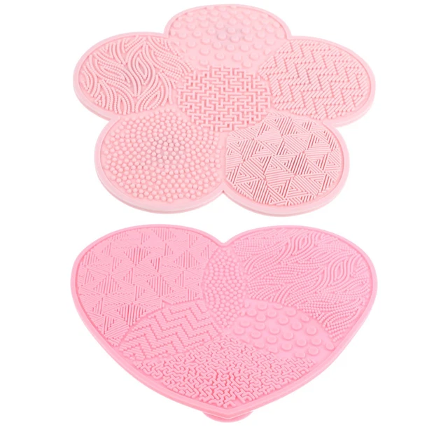 2 piezas cepillo de maquillaje de silicona portátil alfombra de limpieza cepillo limpiador