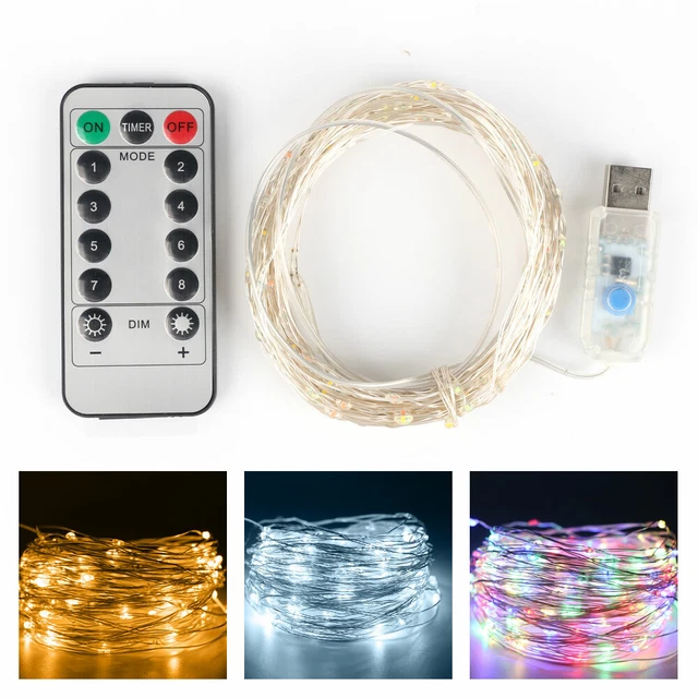 USB Plug In 50/100/200 LED DIY Micro Copper Wire String Lights Party Fairy Light