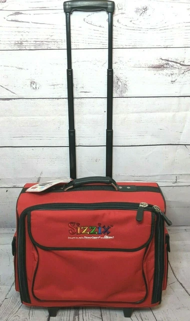 Bolso organizador artesanal Sizzix rojo con ruedas troqueladas estuche álbum de recortes costura