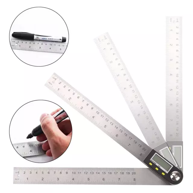 360 Degree Digital LCD Angle Finder Stainless Steel Ruler Measure Gauge
