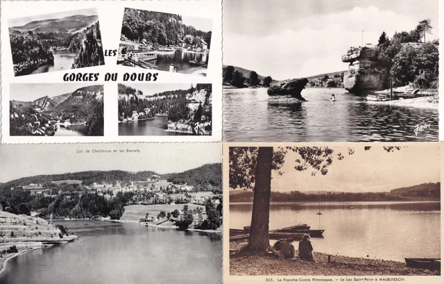 Lot de 4 cartes postales anciennes postcards GORGES DU DOUBS VILLERS-LE-LAC
