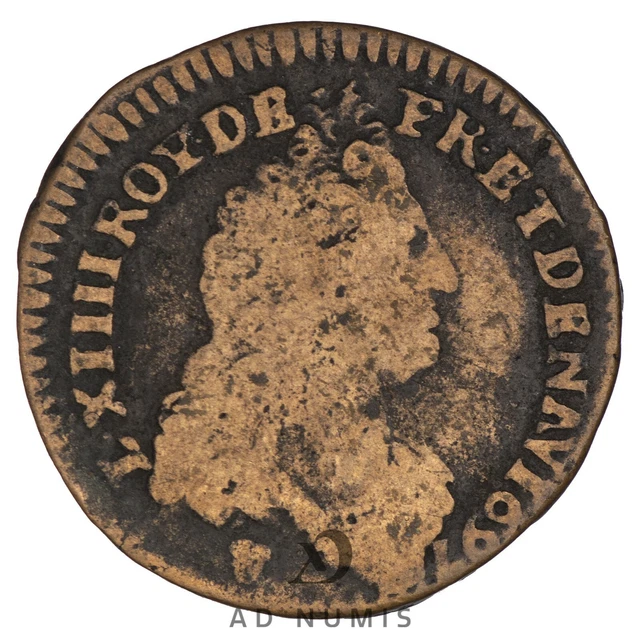 France liard 5567 7/12ft Louis XIV Copper Toulouse coin Royal French