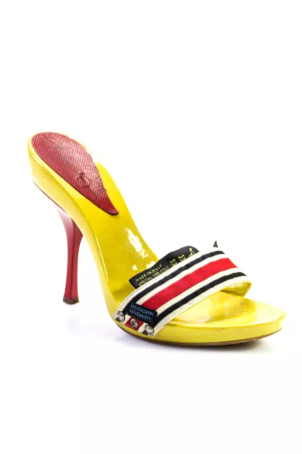 Giuseppe Zanotti Design Womens Striped Open Toe Stiletto Heels Yellow Size 6.5