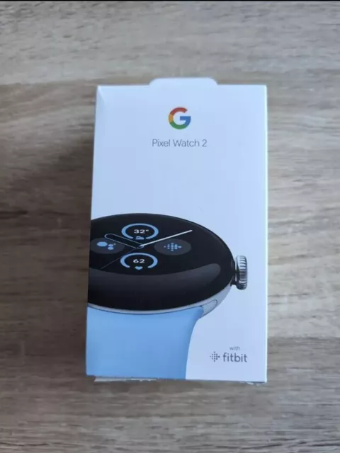 Google Pixel Watch 2 WiFi Silver Case / Bay (Blue) Active Band - NEW  SEALED