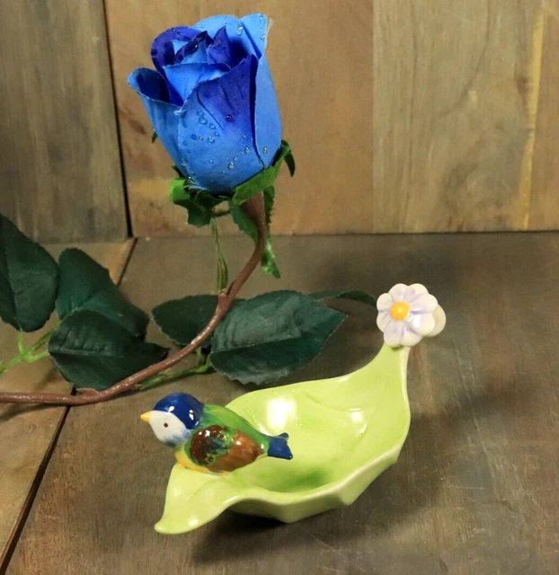 Vide-Poche Coupelle Porte Bague VILLEROY et BOCH Peint Main Oiseau Printemps