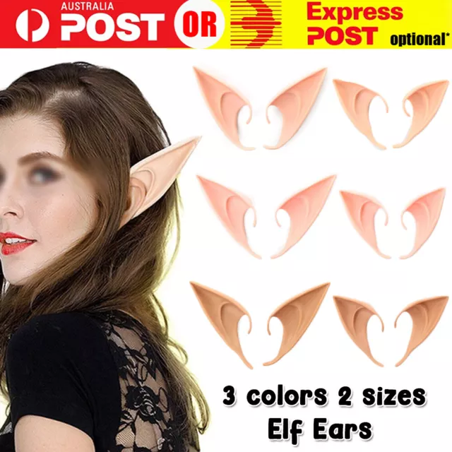 1 Pair Rubber Elf Ears Fairy Elven Pixie Hobbit Demon Halloween Costume Cosplay