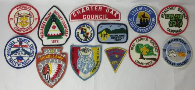25 Vintage Boy Scouts of America Patches 1960s-1970s BSA Charter Oak Council +