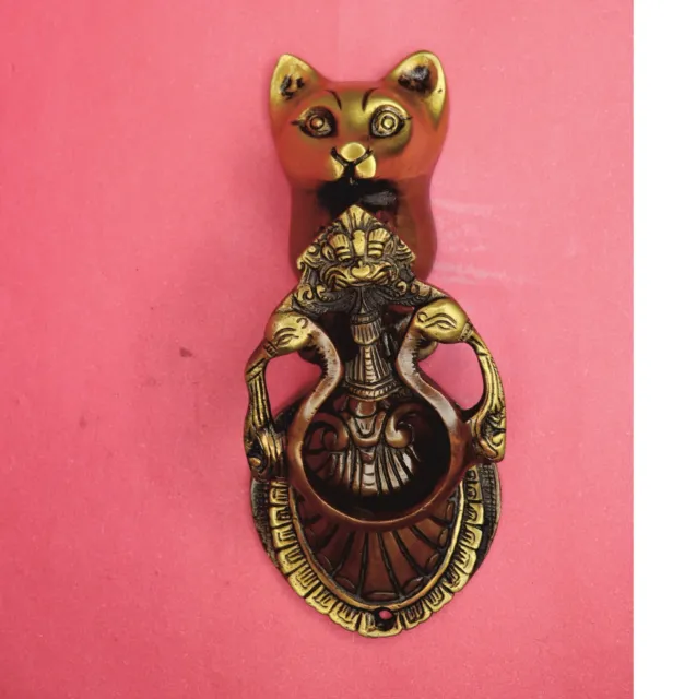 Victorian Repro Cat Shape Doorbell Handmade Brass Door Knocker Home Decor Figure