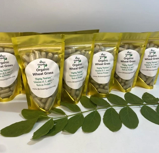 Organic Wheat Grass Herbal Capsules, Highly Nutrient