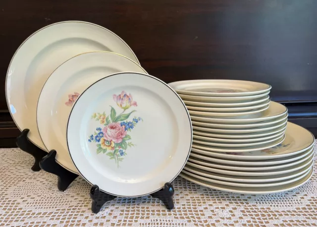 Taylor Smith Taylor Offset Bouquet Luncheon Salad And Bread Plate Set 22 Pieces