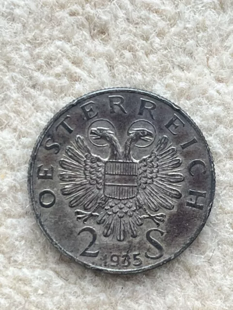 1935 AUSTRIA, Dr Karl Lueger Austrian Silver Antique 2 Shillings Coin, Uncleaned