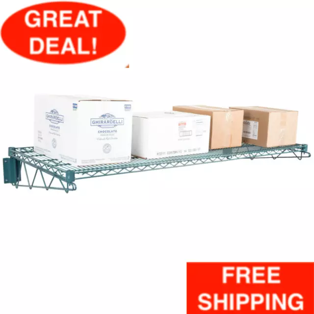 24" x 60" Wall Mount Green Epoxy Wire Shelf Rack Commercial Restaurant Pot NSF