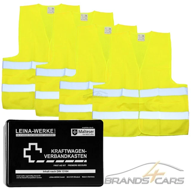 SET PRONTO SOCCORSO INCL. 1x SCATOLA DI FISSAGGIO 4x GILET DI AVVERTIMENTO ADULTI