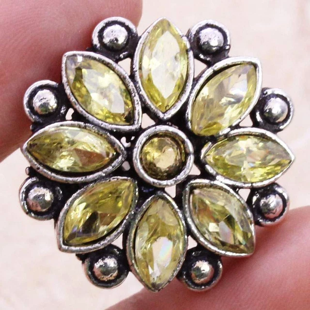 Citrine 925 Silver Plated Handmade Ring of US Size 7 Ethnic Gift