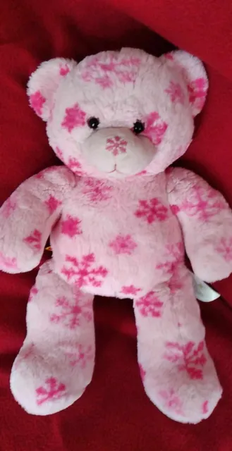 RARE Build a Bear pink flurry teddy soft toy snowflakes 2012 retired