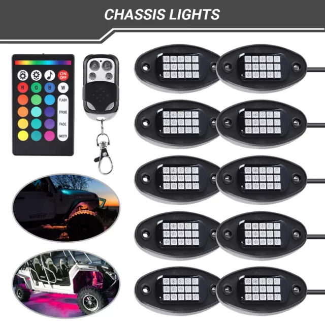 10Pods RGB LED Rock Lights Offroad Music Wireless Bluetooth Underglow Neon Light