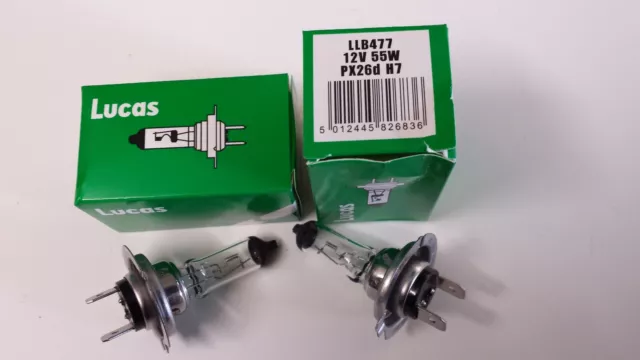 2 Genuine LUCAS LLB477 477 H7 12V 55W HALOGEN HEADLAMP BULBS Pair