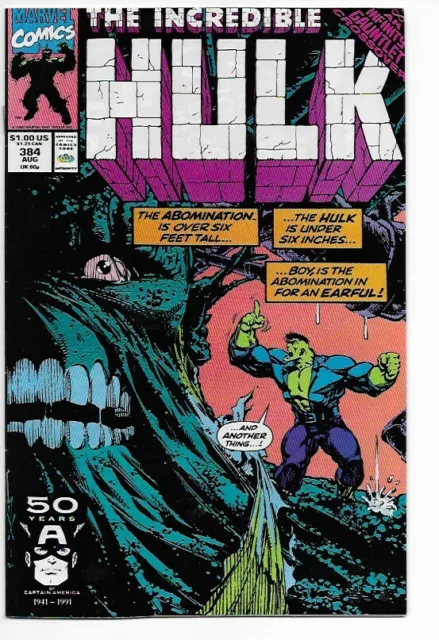 INCREDIBLE HULK V. 1 - #384 Marvel 1991 NM Dale Keown Infinity Gauntlet