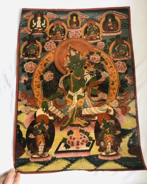 Painting Antique Chinese Tibetan Thangka Buddhist Art Thang Ka