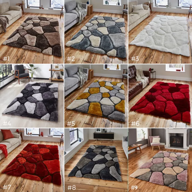 Large Thick Soft 3D Textured Pile Pebble Stepping Stones Noble House Rug Nh 5858