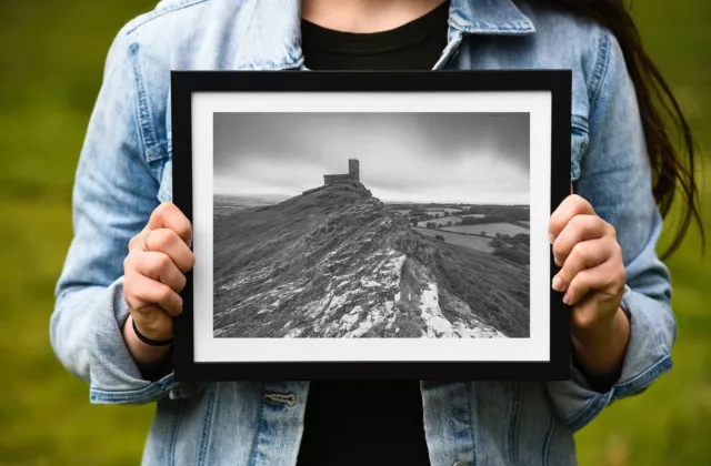 Dartmoor Prints of Brentor Church, Devon Black and White wall art for Sale and L 3