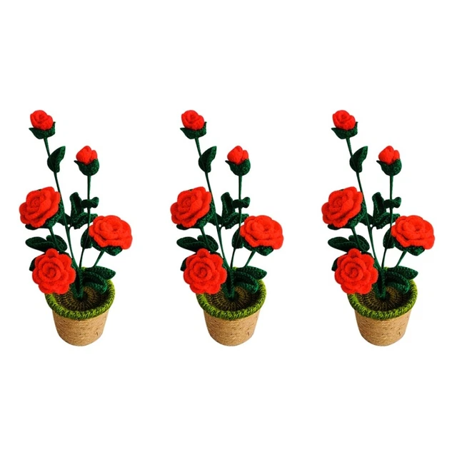 3 stücke Kreative und Mode Hand Strickwolle Indoor Dekoration Topfblumen (rot)