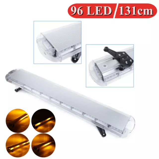 96 LED 12-24V Amber Recovery Strobe Light Flashing Light Bar Beacon Car 1310mm