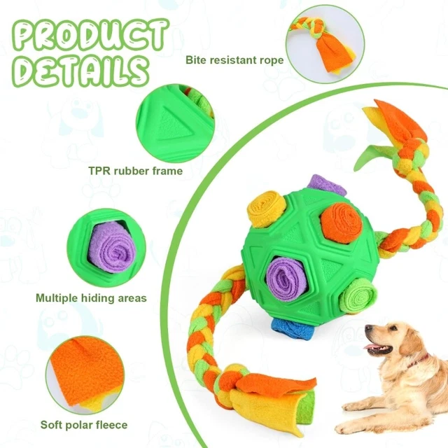 Dog Dispensing Snuffle Stuffed Chew Toy for Puppy Teething Soft Plush Ball