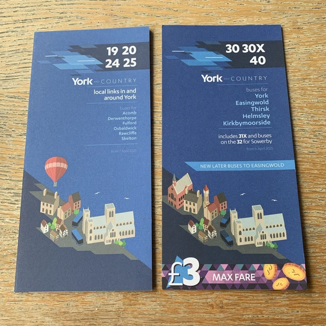 Transdev Bus Timetable TRANSDEV: YORK & Country - 2 x bus timetables for York routes April ...