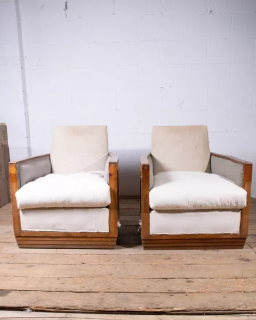 Genuine 1930s Designer Art Deco Armchairs Pair by Joubert et Petit for D.I.M