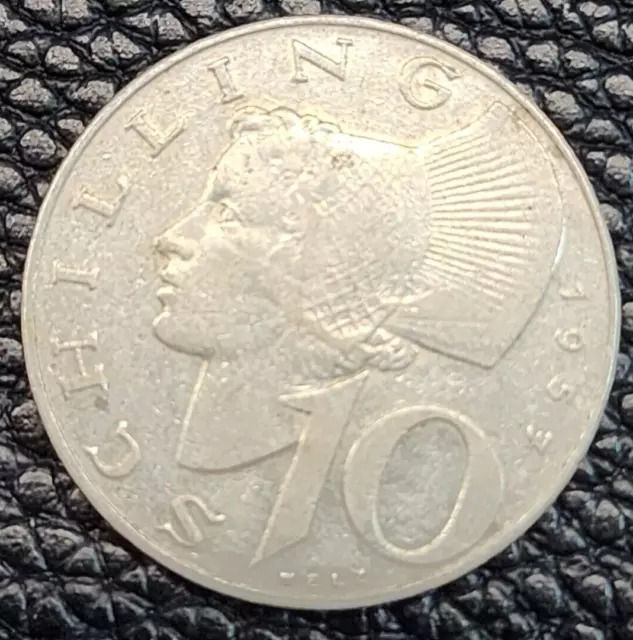 1957 Austria 10 Schilling Silver Coin - KM 2882 - Fine # 28760