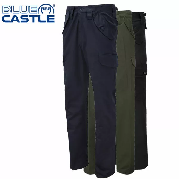 *Mens Fort Blue Castle Combat Workwear Work Cargo Army Trousers Pants Combats*