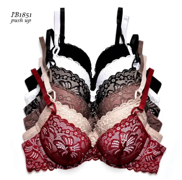 Women's Sexy Lace Push Up Embroidery Bras Set Lace Lingerie Bra and Panties  ABCD